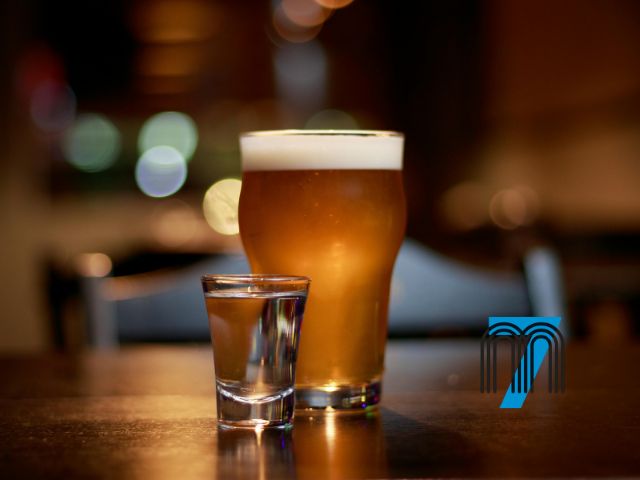 Beer Pint and Shot Glass on Bar