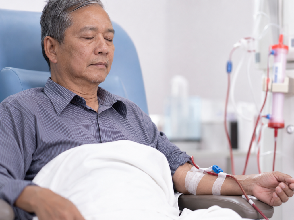 Patient Resting During Dialysis Treatment